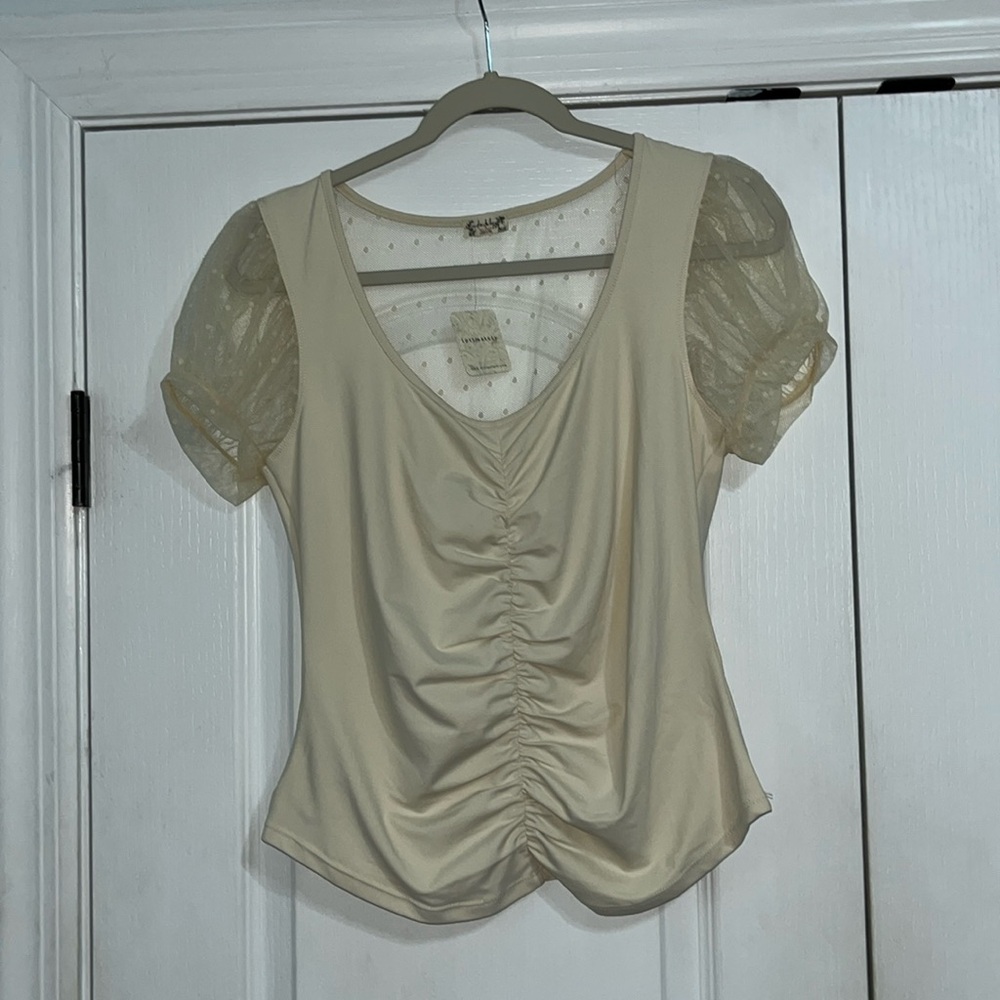 FREE PEOPLE Cream Ruched Top NWT